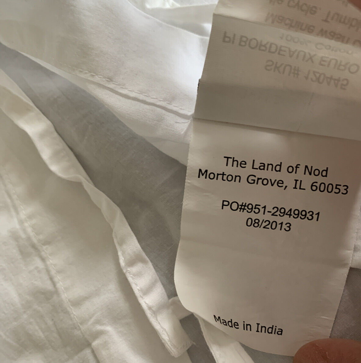 Land of Nod White Pink Border Euro Pillow Sham - Fresh Stock Dated February 2026