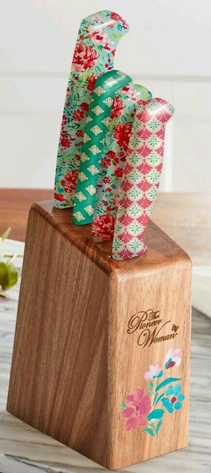 Pioneer Woman ~ Ree Drummond ~ 5-Piece Cutlery/Knife Block Set ~ Gorgeous Garden - Fresh Stock Dated December 2025