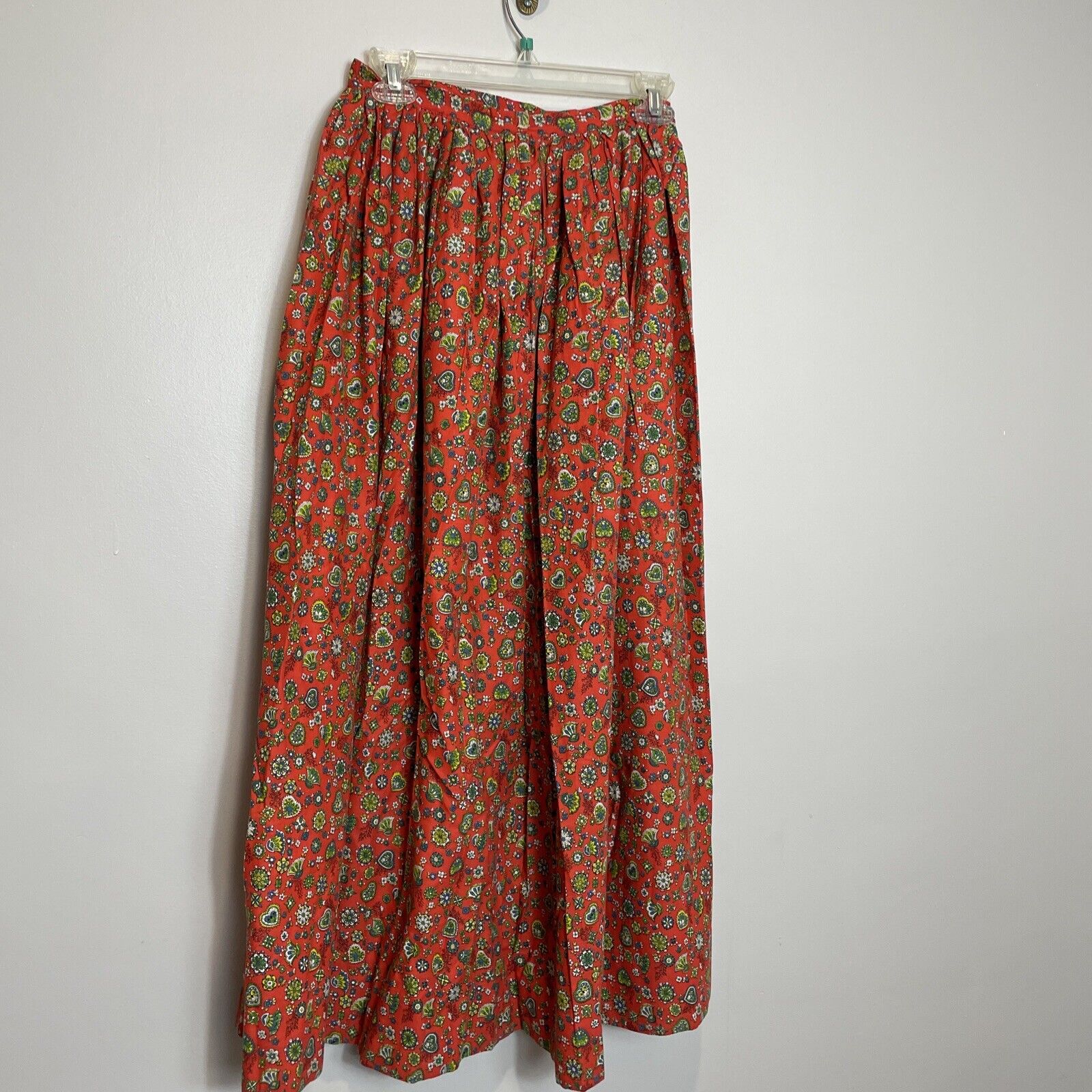 Vintage Pleated Maxi Skirt Orange Floral Long Skirt Size XS / S see Measurements - Fresh Stock Dated March 2026