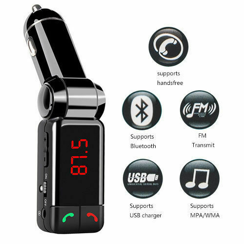 Bluetooth FM Transmitter + 2 USB Charger LCD Cell Handsfree Car Van Truck SUV - Fresh Stock Dated February 2026