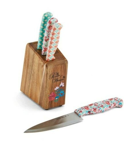Pioneer Woman ~ Ree Drummond ~ 5-Piece Cutlery/Knife Block Set ~ Gorgeous Garden - Fresh Stock Dated December 2025