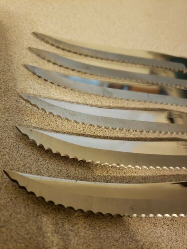 Vtg Set Of 6 Robinson Stainless Serrated Blade Steak knives - Fresh Stock Dated December 2025