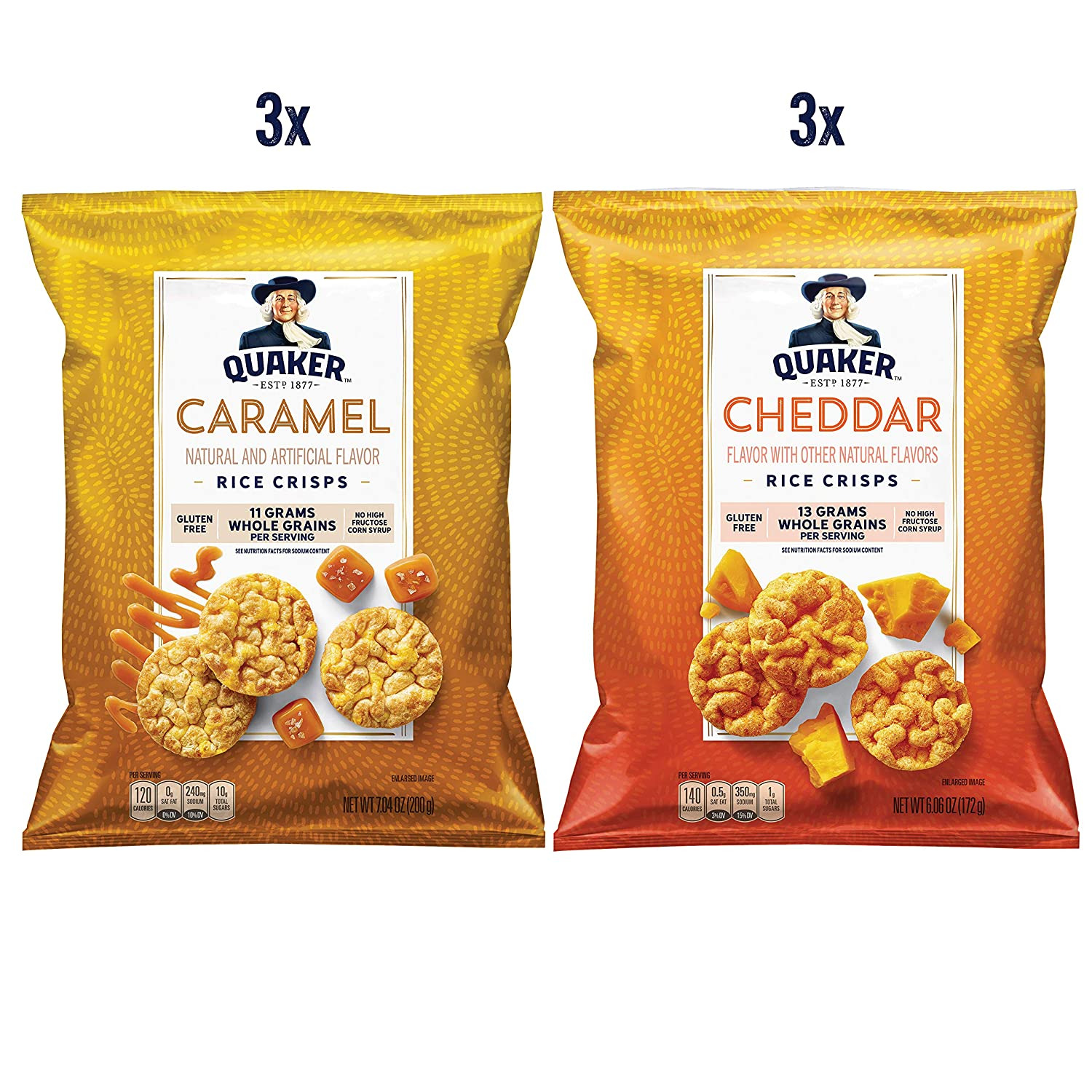 Quaker Rice Crisps Cheddar and Caramel Variety Pack - Fresh Stock Dated February 2026