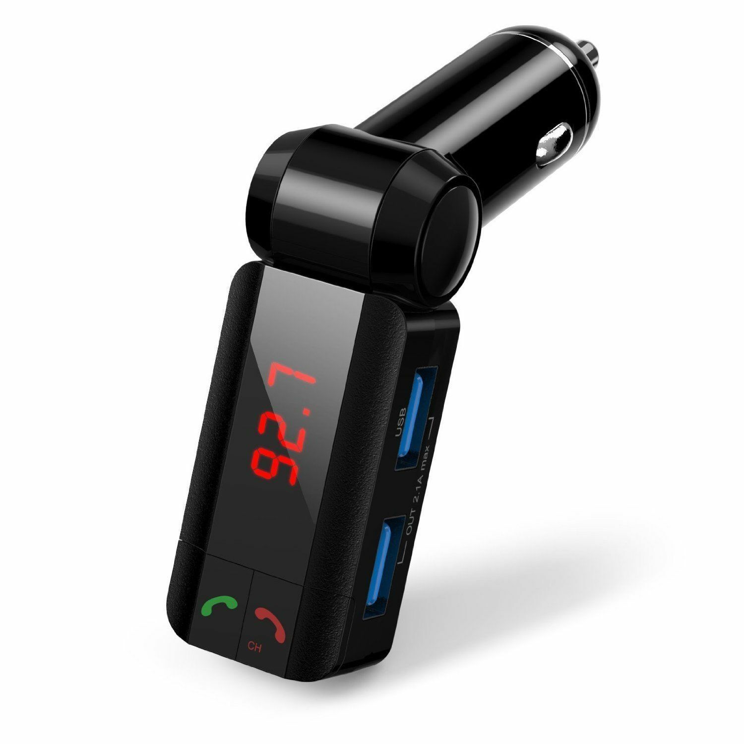 Bluetooth FM Transmitter + 2 USB Charger LCD Cell Handsfree Car Van Truck SUV - Fresh Stock Dated February 2026