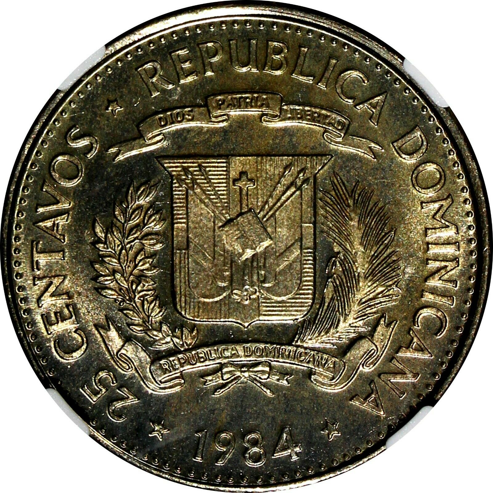 DOMINICAN REPUBLIC PROOF 1984 25 Centavos NGC PF64 CAMEO Mirabal Sisters KM#61.1 - Fresh Stock Dated December 2025