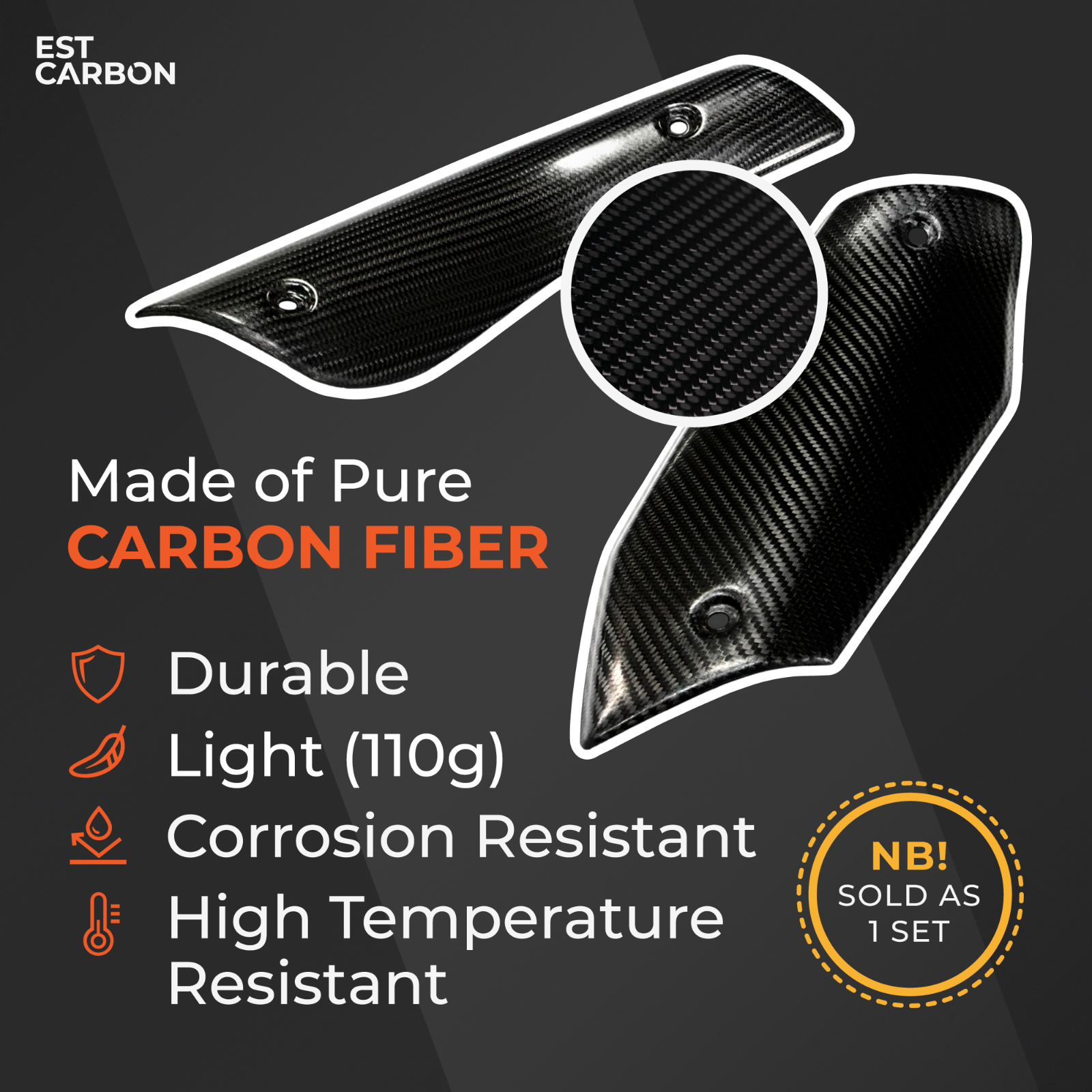 Exhaust Heat Shield Cover Protector, KTM 690 SMC/Enduro/Duke 08-18 Carbon Fiber - Fresh Stock Dated February 2026