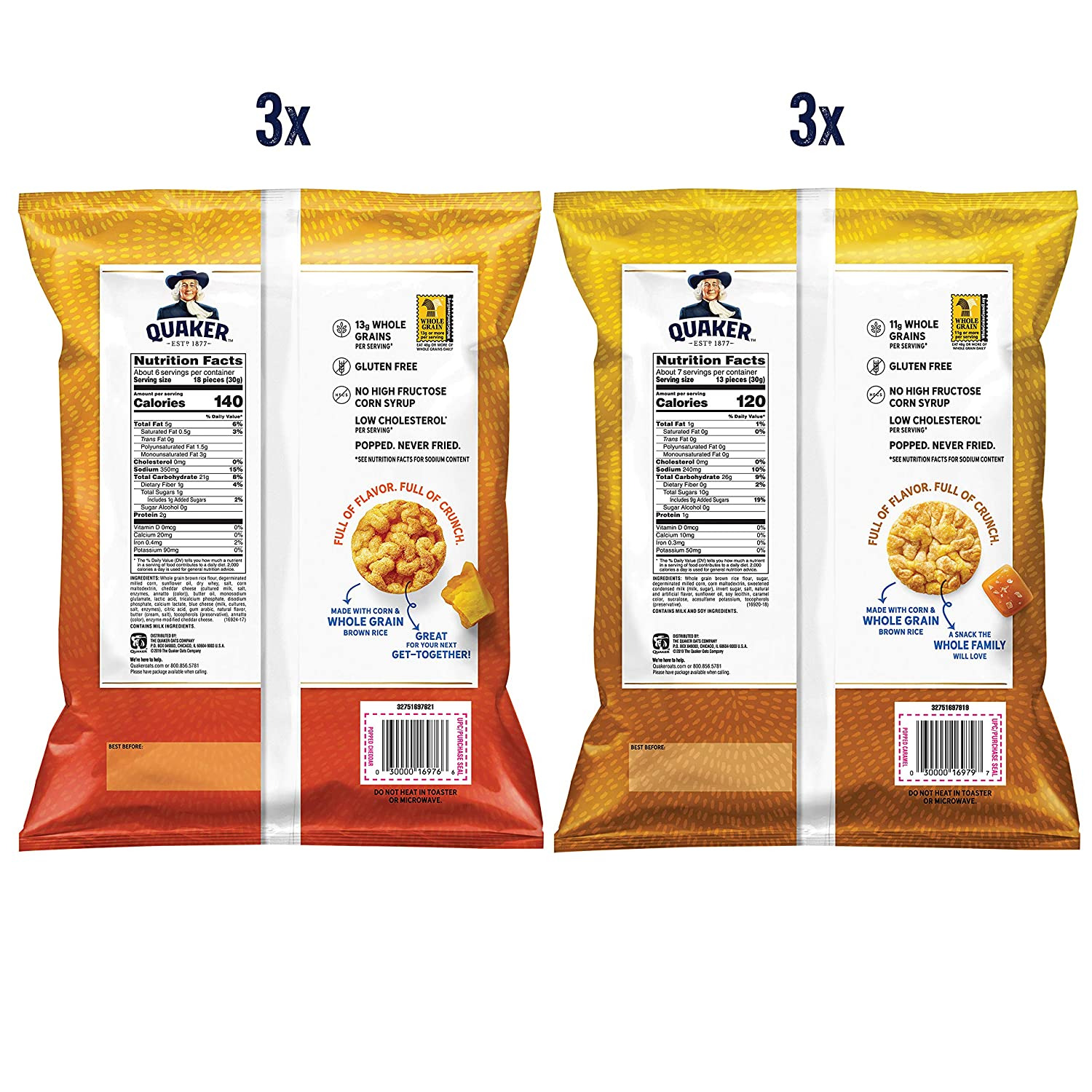 Quaker Rice Crisps Cheddar and Caramel Variety Pack - Fresh Stock Dated February 2026