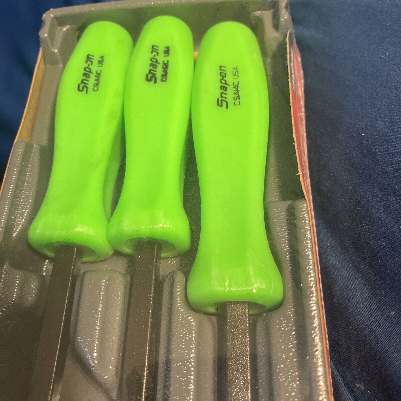 Snap On Tools NEW CSA300AG 3 Piece GREEN Handle Rigid Carbon Scraper Set USA - Fresh Stock Dated February 2026