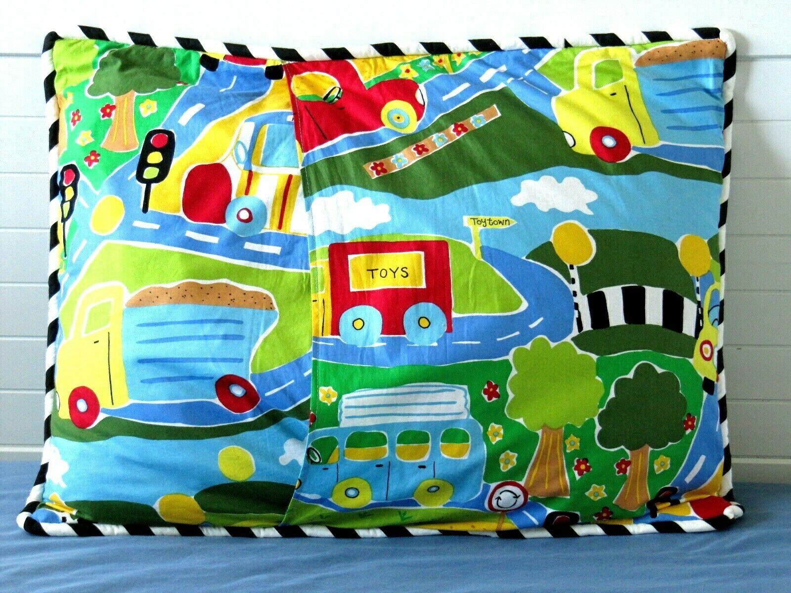 Cars Trucks Roads Standard Pillow Sham Red Yellow Blue Green California Kids - Fresh Stock Dated December 2025