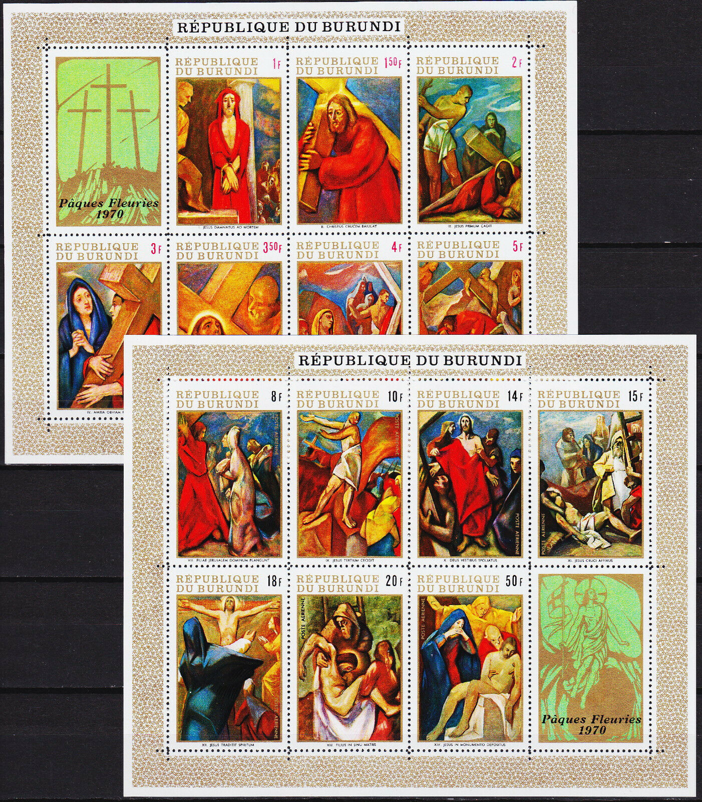 Burundi Set (Perf/IMP) & Both S/S (Perf/IMP) Easter Stations of the Cross 1970 M - Fresh Stock Dated January 2026