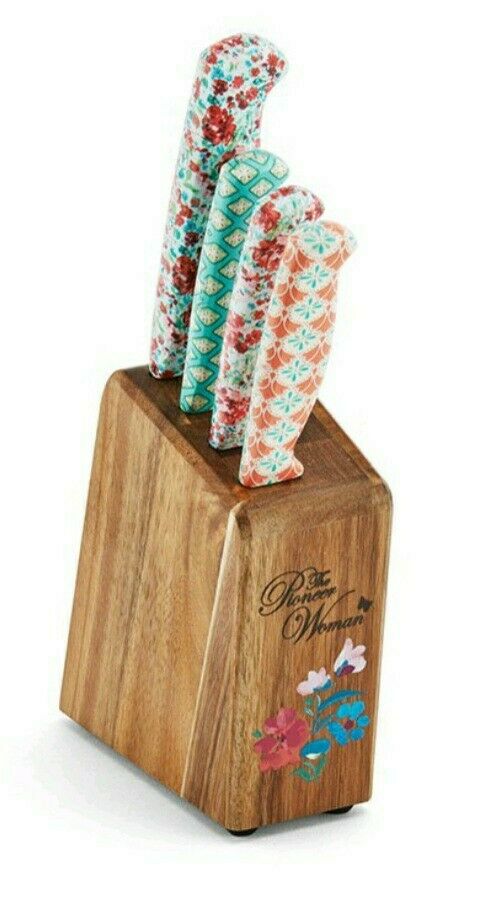 Pioneer Woman ~ Ree Drummond ~ 5-Piece Cutlery/Knife Block Set ~ Gorgeous Garden - Fresh Stock Dated December 2025