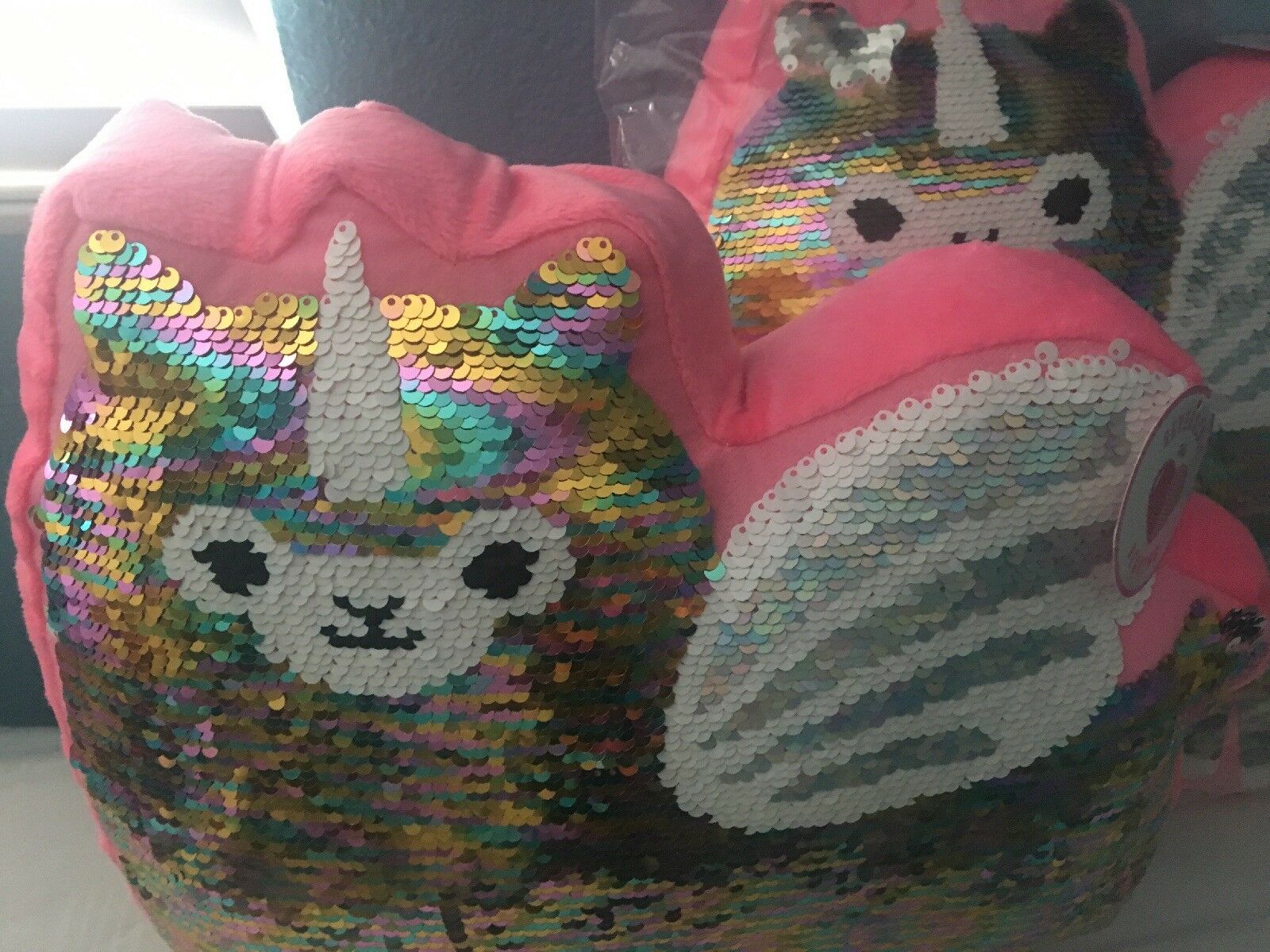 NWT FACTORY SEALED Girls JUSTICE Shaped Llama Unicorn Flip Sequin PILLOW GIFT - Fresh Stock Dated December 2025