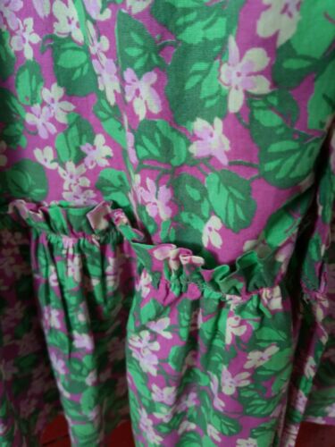 Vintage Laura Ashley RARE 70s Prairie Skirt Grass Green Purple Pink Fuchsia S M - Fresh Stock Dated February 2026