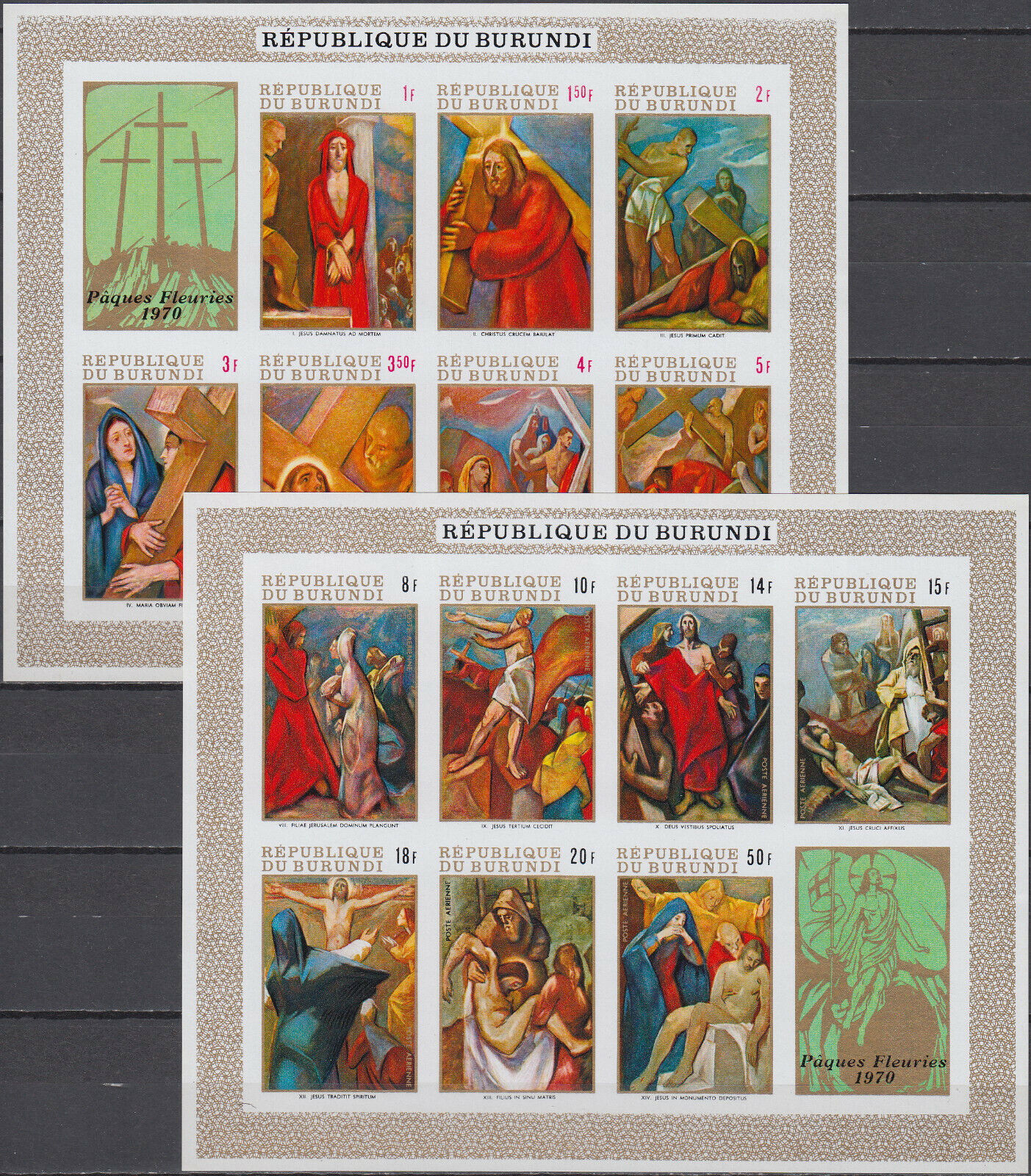 Burundi Set (Perf/IMP) & Both S/S (Perf/IMP) Easter Stations of the Cross 1970 M - Fresh Stock Dated January 2026