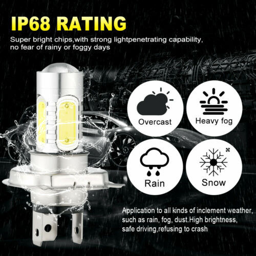 2x H4 9003 HB2 LED Bulb Hi/Lo Beam White Car Motorcycle Headlight High Power - Fresh Stock Dated February 2026