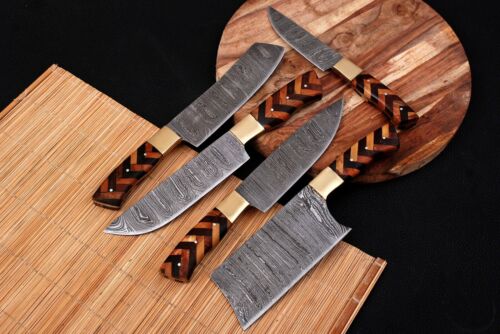5 Pieces Custom HANDMADE FORGED DAMASCUS STEEL CHEF KNIFE KITCHEN Knives SET - Fresh Stock Dated December 2025