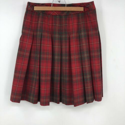 Vintage Pendleton 100% Virgin Wool Red Gray Plaid Pleated Skirt Size 8 Petite - Fresh Stock Dated February 2026