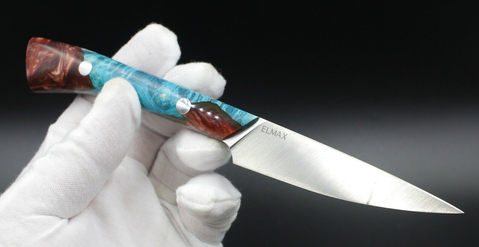 Blue Lagoon Paring - USA Made Custom Knives ELMAX Stainless Steel Custom Handle - Fresh Stock Dated December 2025