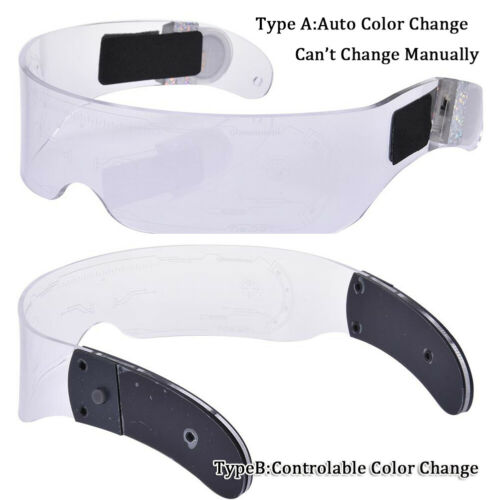 7 Colors LED Visor Glasses Cyberpunk Tron CyberGoth Goggles Cosplay Decoration - Fresh Stock Dated February 2026