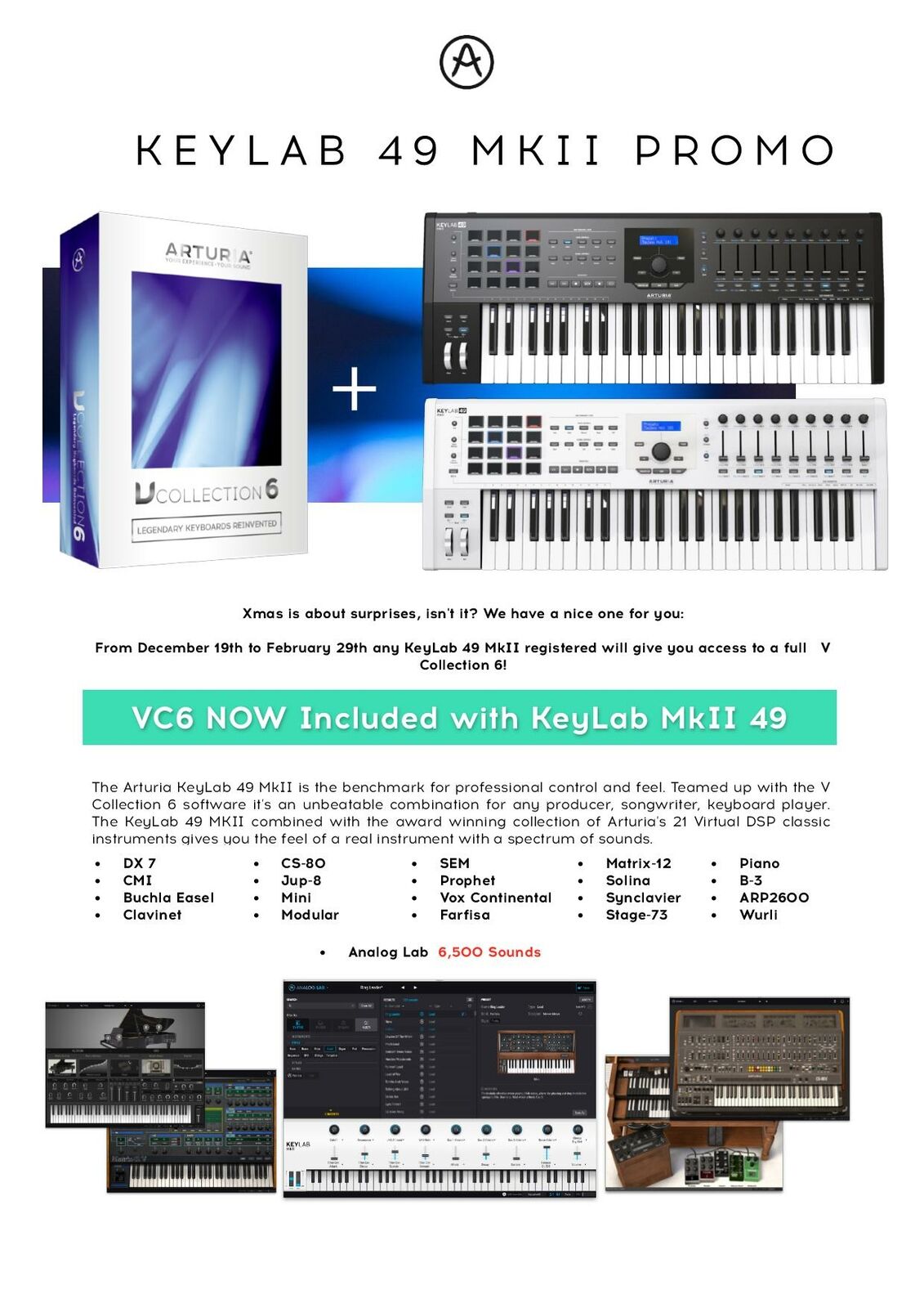 Arturia KeyLab 49 MK2 MIDI Keyboard Controller W. Ableton LiveLite +More BLACK - Fresh Stock Dated February 2026