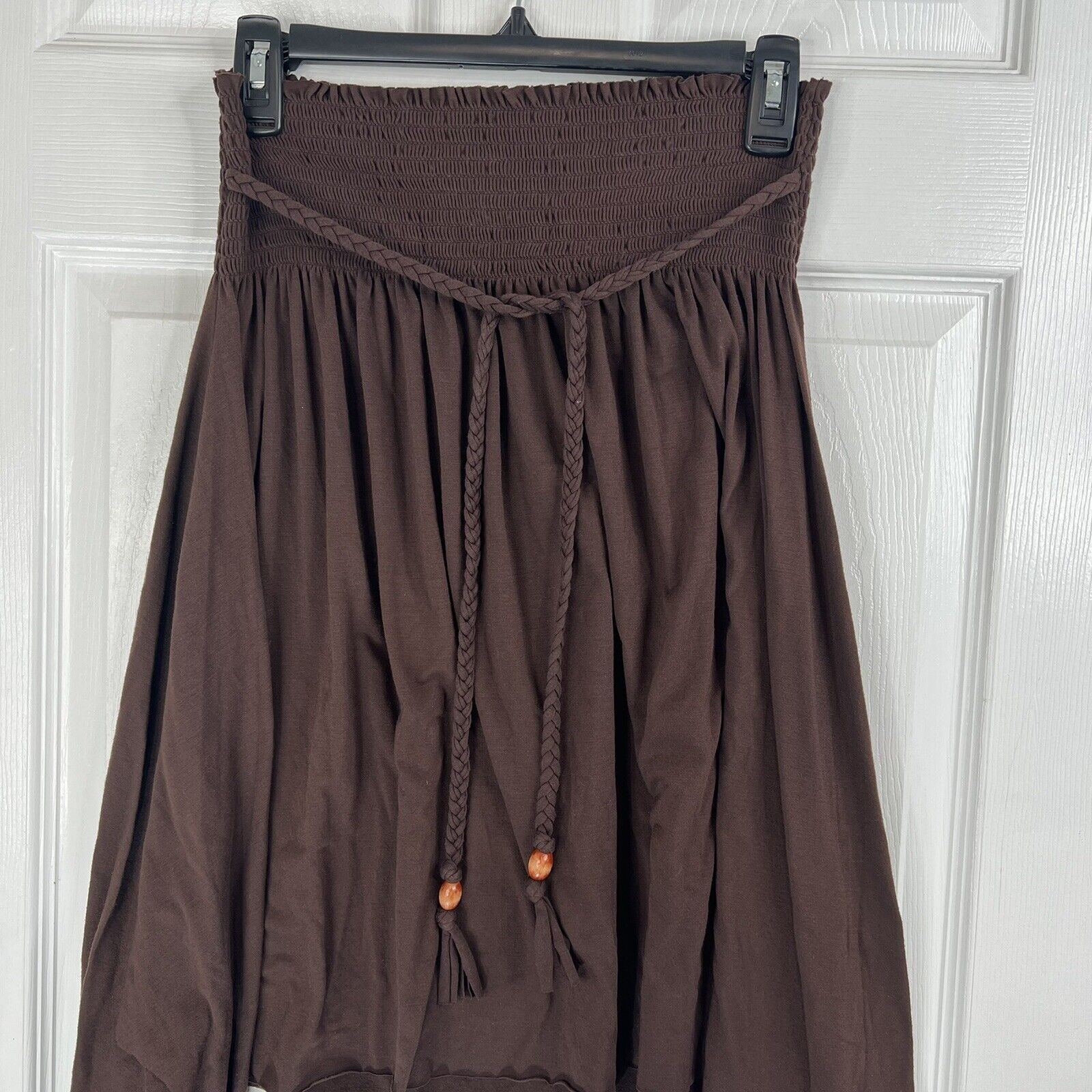 Vintage 80s PORTRAIT Womens Skirt Brown Hi-Low Elastic Waist USA Size Large - Fresh Stock Dated March 2026