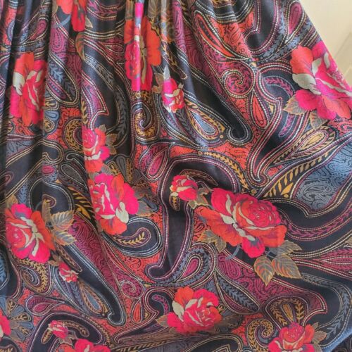 Vintage Womens Size 8 Midi Skirt Floral Paisley Pleated Roses Pink Orange Black - Fresh Stock Dated February 2026