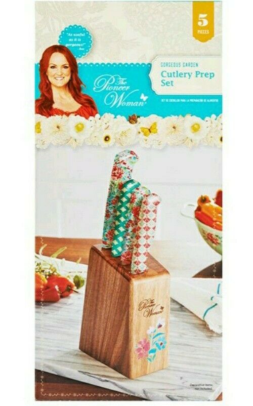 Pioneer Woman ~ Ree Drummond ~ 5-Piece Cutlery/Knife Block Set ~ Gorgeous Garden - Fresh Stock Dated December 2025