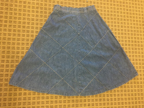 Vintage 1970s Denim Blue Jean Flare Skirt Hippy Boho Prairie Classic SM - Fresh Stock Dated March 2026