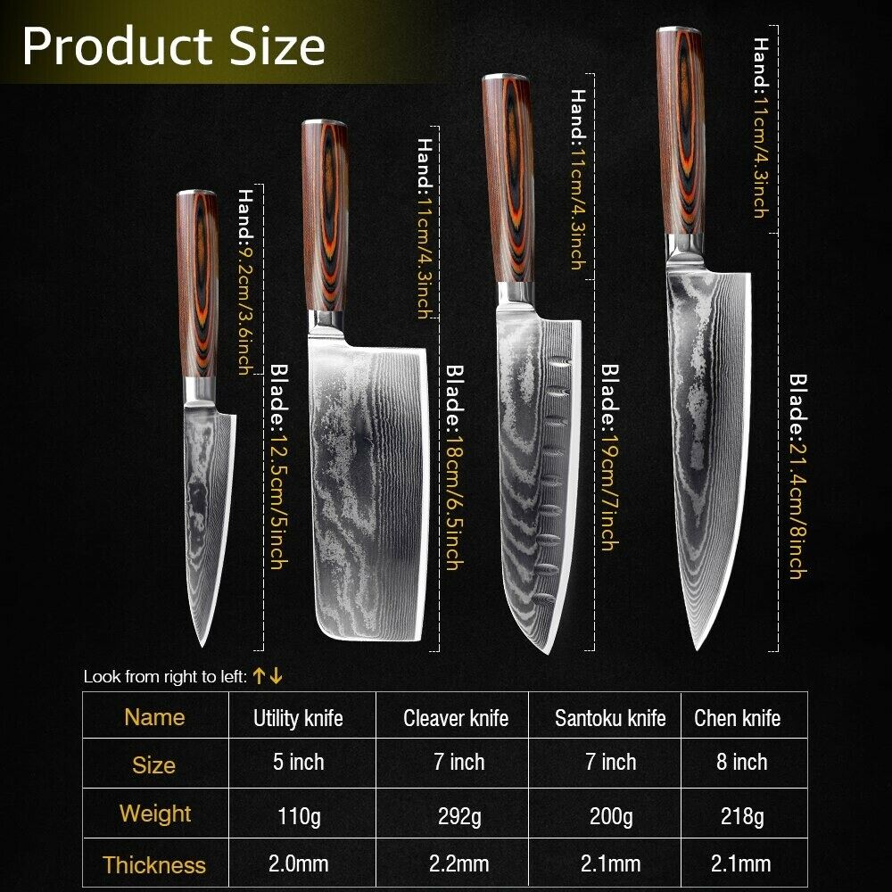 Kitchen Damascus Steel Chef Knife Set Handmade VG10 67 Layers Knives Wood Handle - Fresh Stock Dated December 2025