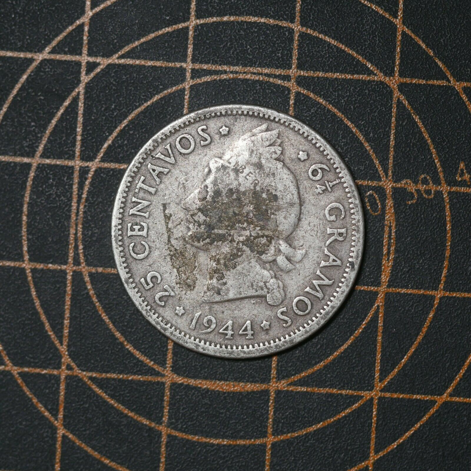 25 Centavos 1944 Dominican Republic 🇩🇴 Silver Coin DIOS PATRIA LIBERTAD # 20 - Fresh Stock Dated February 2026