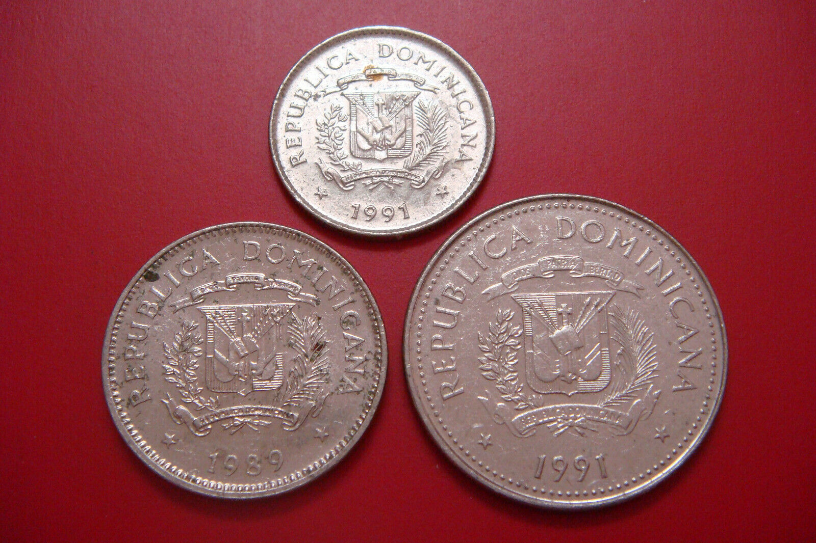Dominican Republic 3 coins set 5 Centavos, 10 Centavos, 25 Centavos, 1989-1991 - Fresh Stock Dated February 2026