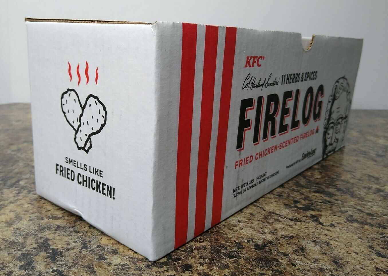 KFC Limited-Edition Fried Chicken-Scented  Firelog, Enviro-Log Fireplace, NEW - Fresh Stock Dated December 2025