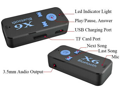 Car handsfree kit USB Receiver Bluetooth Audio 3.5mm Jack AUX TF Card Reader - Fresh Stock Dated February 2026
