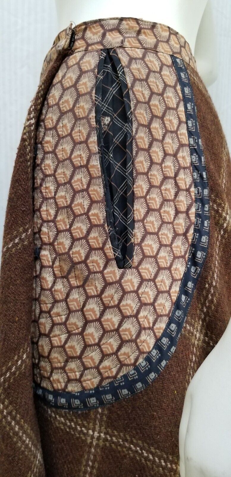 Vintage Koos Van Den Akker Brown Wool Plaid Bias Cut Skirt - Size M - Fresh Stock Dated December 2025