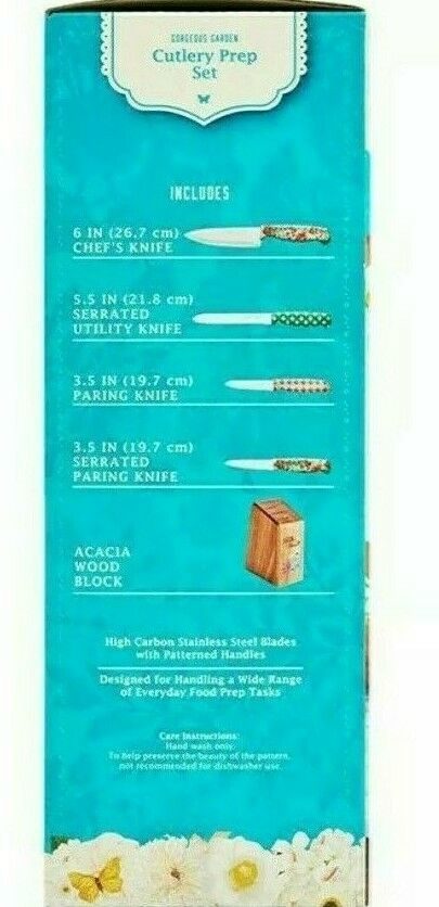 Pioneer Woman ~ Ree Drummond ~ 5-Piece Cutlery/Knife Block Set ~ Gorgeous Garden - Fresh Stock Dated December 2025