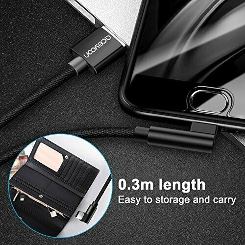 [3 Pack] aceyoon 1ft USB C 90 Degree Cable Braided Right Angle USB C 30cm L Type - Fresh Stock Dated February 2026