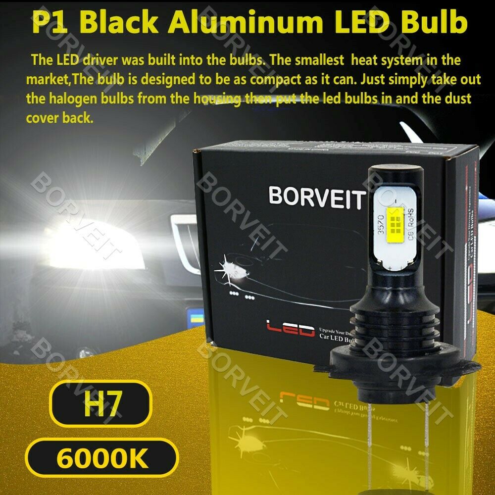 LED Headlight Bulbs Kit For Yamaha Stratoliner XV1900CT 2006-2009 H7 6000K White - Fresh Stock Dated February 2026