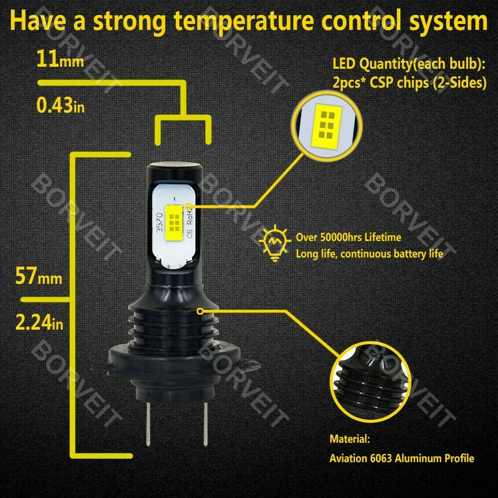 LED Headlight Bulbs Kit For Yamaha Stratoliner XV1900CT 2006-2009 H7 6000K White - Fresh Stock Dated February 2026