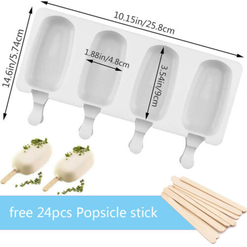 4 Cell Silicon Big Size Ice Cream Mold DIY Frozen Dessert Juice Popsicle Maker - Fresh Stock Dated December 2025