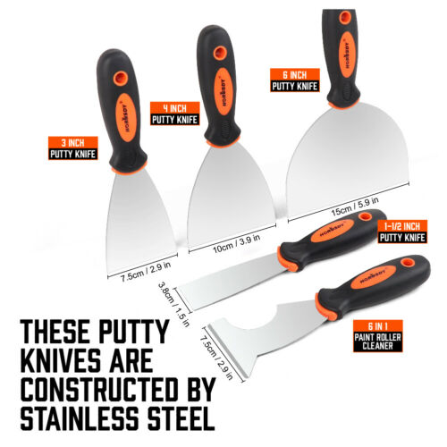 5 Putty Knife Set Stainless Steel 1.5