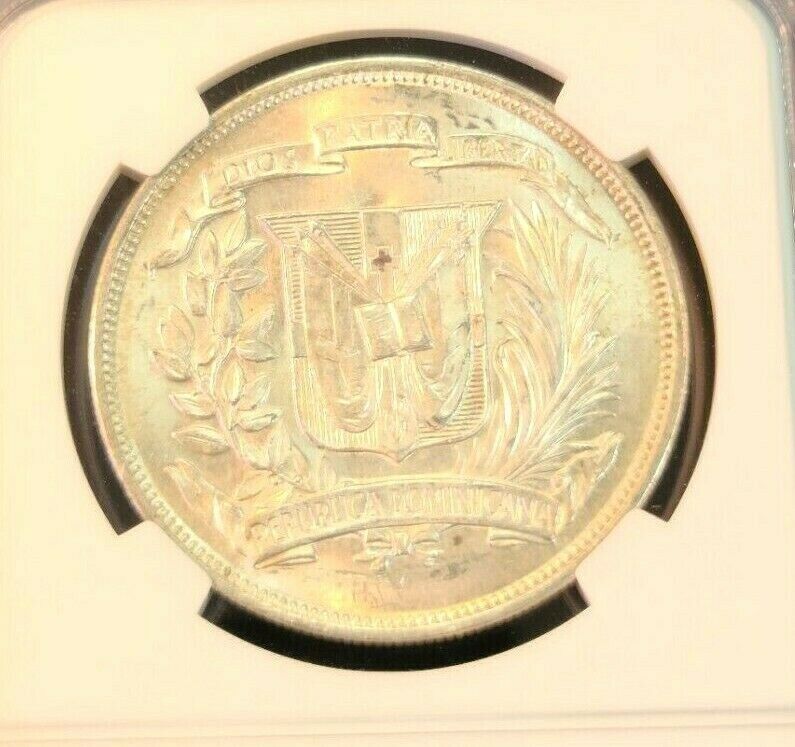 1952 DOMINICAN REPUBLIC SILVER 1 PESO NATIVE PRINCESS NGC MS 63 SCARCE BEAUTY - Fresh Stock Dated December 2025