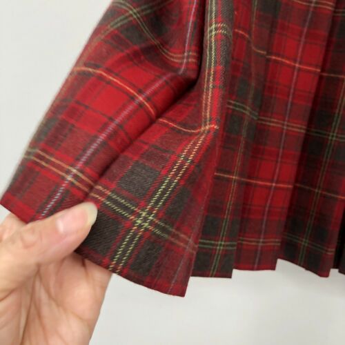 Vintage Pendleton 100% Virgin Wool Red Gray Plaid Pleated Skirt Size 8 Petite - Fresh Stock Dated February 2026