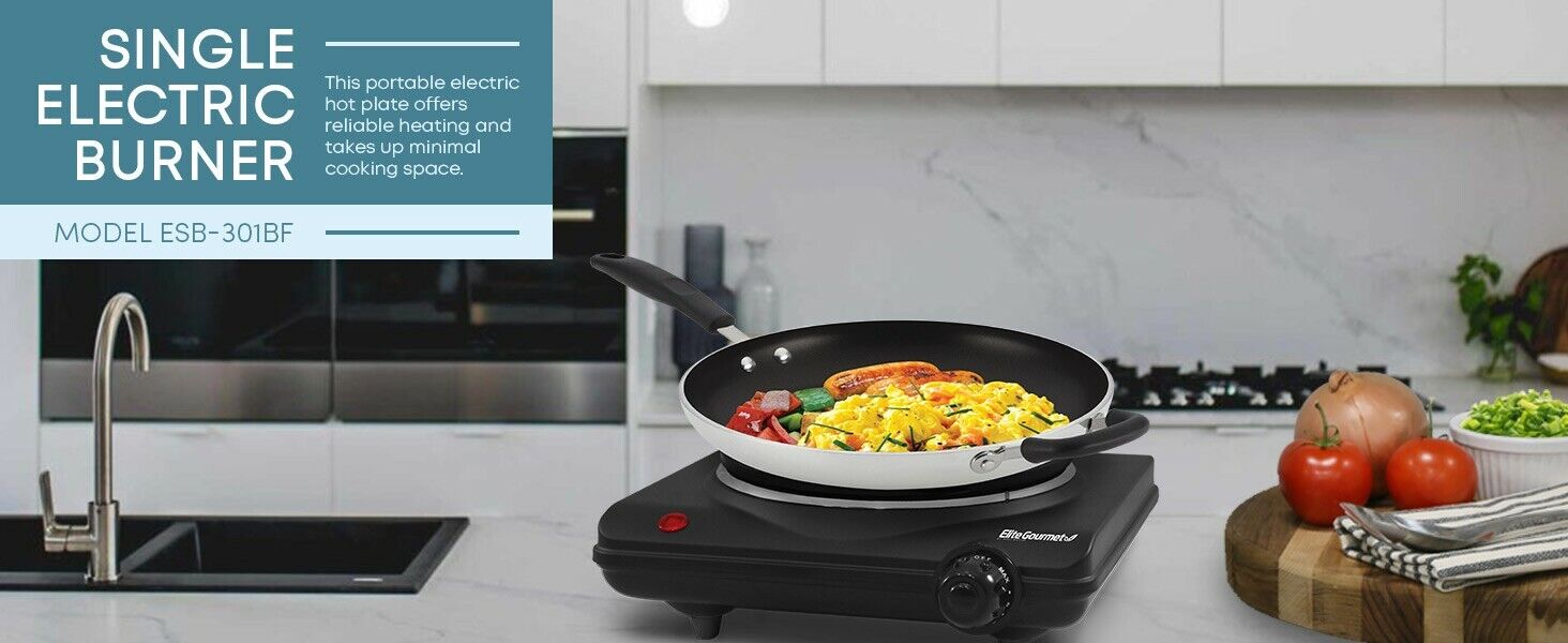 Estufa Electrica Individual Portatil 1000W Placa de Cocina 1 Quemadores Negro - Fresh Stock Dated February 2026