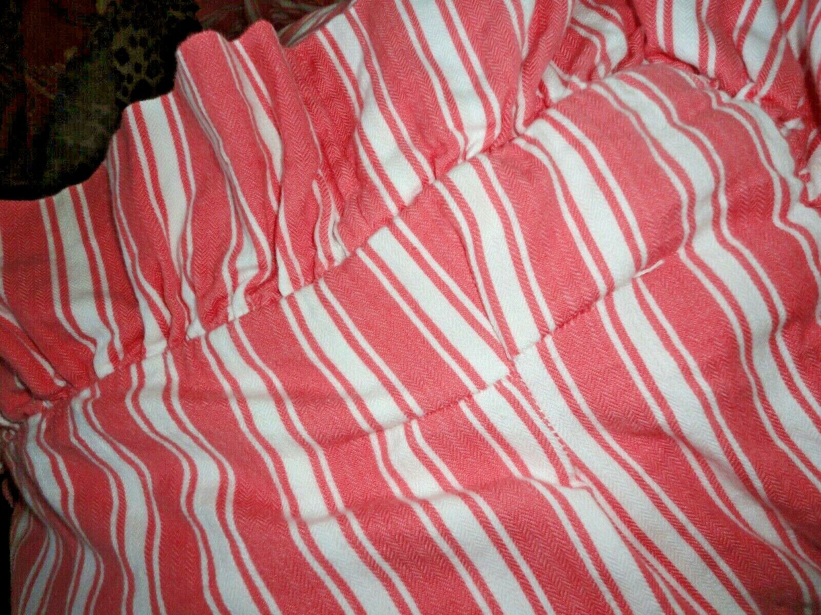 PINE CONE HILL CORAL & WHITE TICKING STRIPES (PAIR) EURO PILLOW SHAMS 26 X 26 - Fresh Stock Dated December 2025