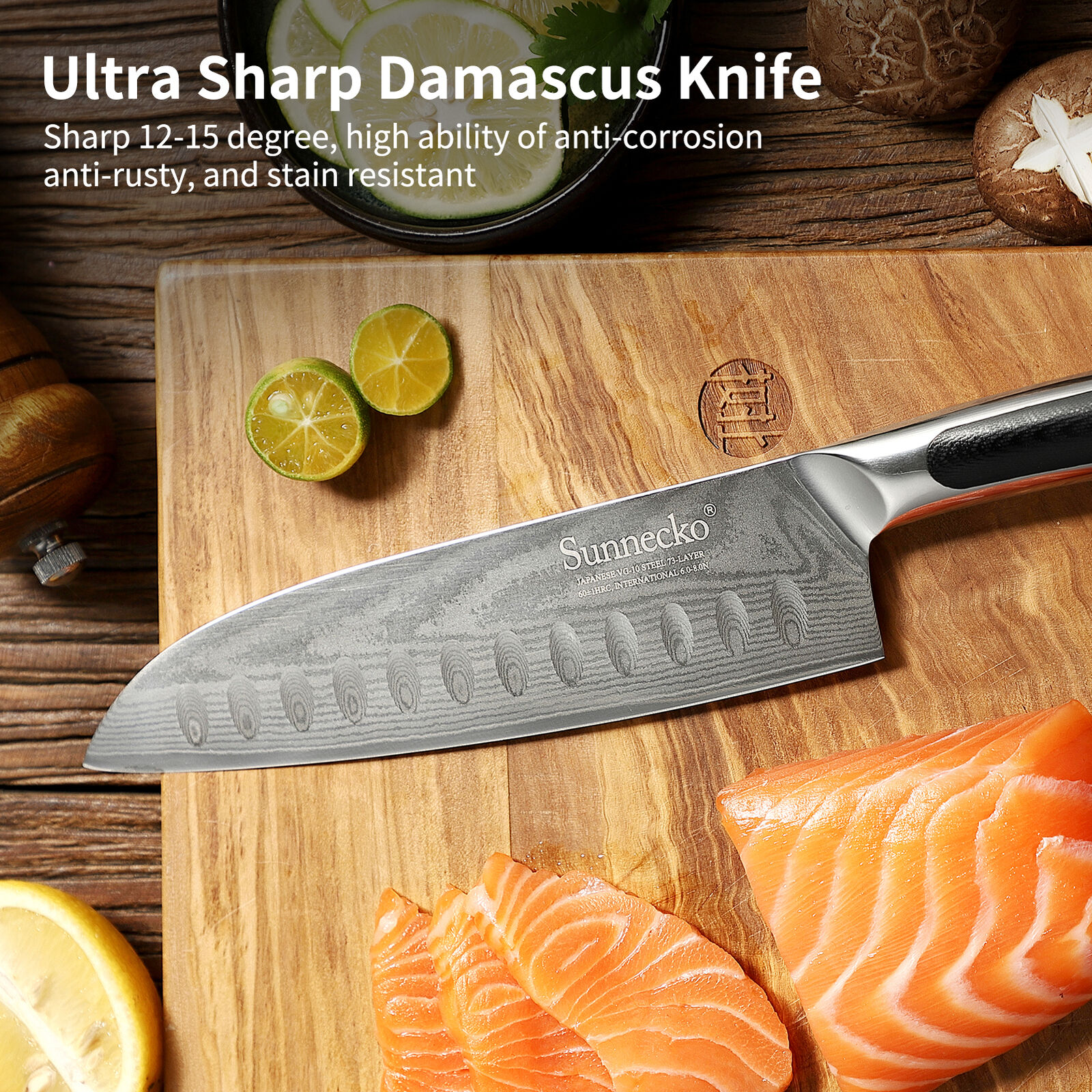 9 Pcs Kitchen Knives Set Japanese VG10 Damascus Steel Chef Knife Santoku Slicing - Fresh Stock Dated December 2025