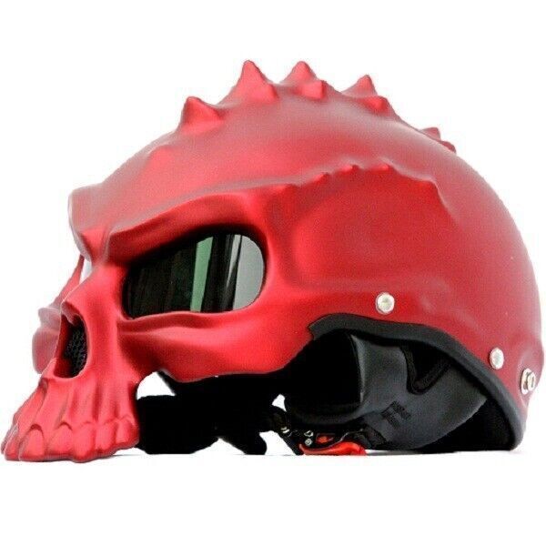 Motorcycle Skull Helmet Half Open Face Helmets with Visor Street Racing Touring - Fresh Stock Dated December 2025