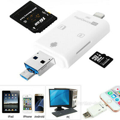 USB Flash Drive SD TF Card Reader Adapter For iPhone Xs Xr X 8 7 7s 6s Plus iPad - Fresh Stock Dated December 2025