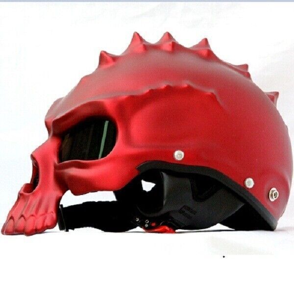 Motorcycle Skull Helmet Half Open Face Helmets with Visor Street Racing Touring - Fresh Stock Dated December 2025