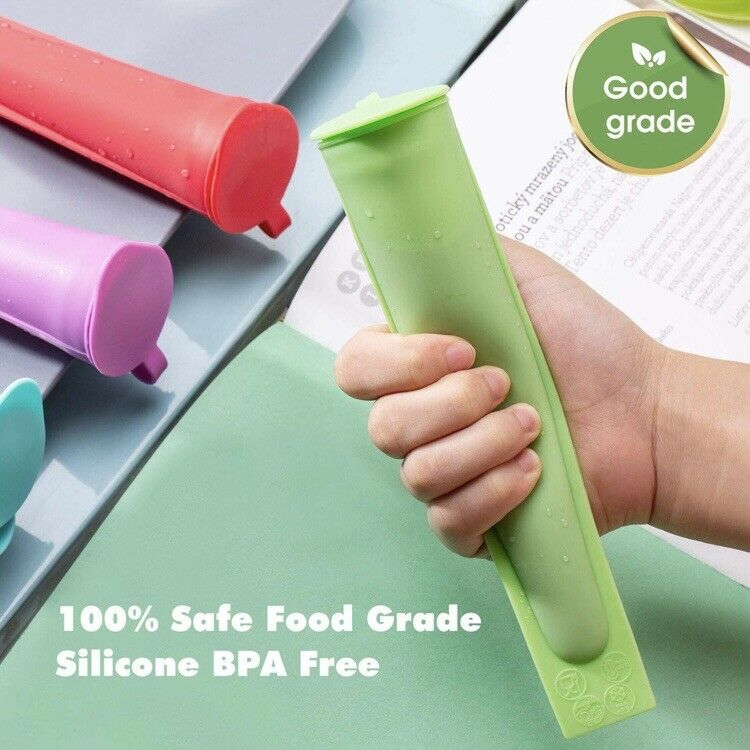 CyvenSmart Silicone Ice Pop Molds for Kids with Lids, 4 Pieces - Fresh Stock Dated February 2026