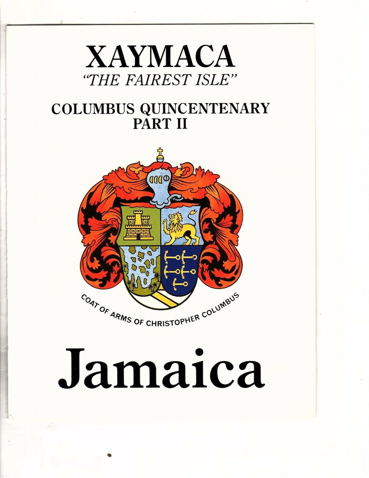 Jamaica, MNH, 1989, S/S, COLUMBUS QUINCENTENARY XAYMACA part 1 and 2 (mb23 - Fresh Stock Dated February 2026